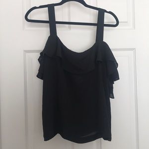 J Crew Black Cold Shoulder Top